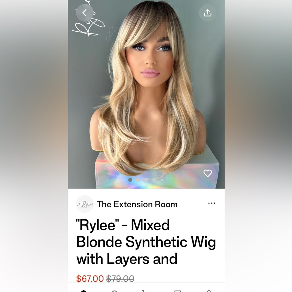 “Rylee” heat friendly synthetic wig from the Extension Room. Never worn.